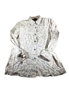 Sag Harbor Womens 100% Silk Button-Down Shirt Abstract Print Size 12 Long Sleeve